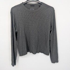 ATM T Shirt Women Size M Slub Cotton  Minimalist Raw Hem Athleisure Luxe Basics